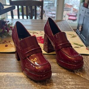 Nine West Burgundy Heeled Loafers